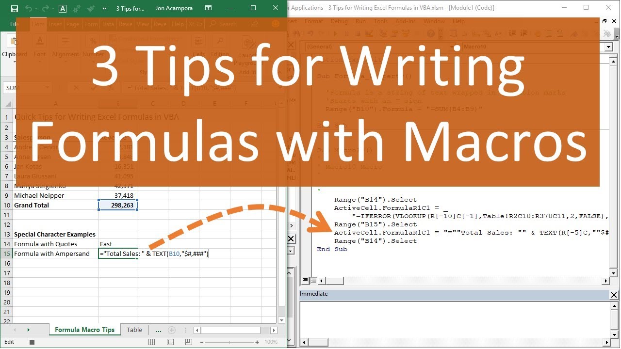 3 Tips For Writing Formulas With Vba Macros In Excel Youtube 3 Tips For Writing Formulas With Vba Macros In Excel Youtube