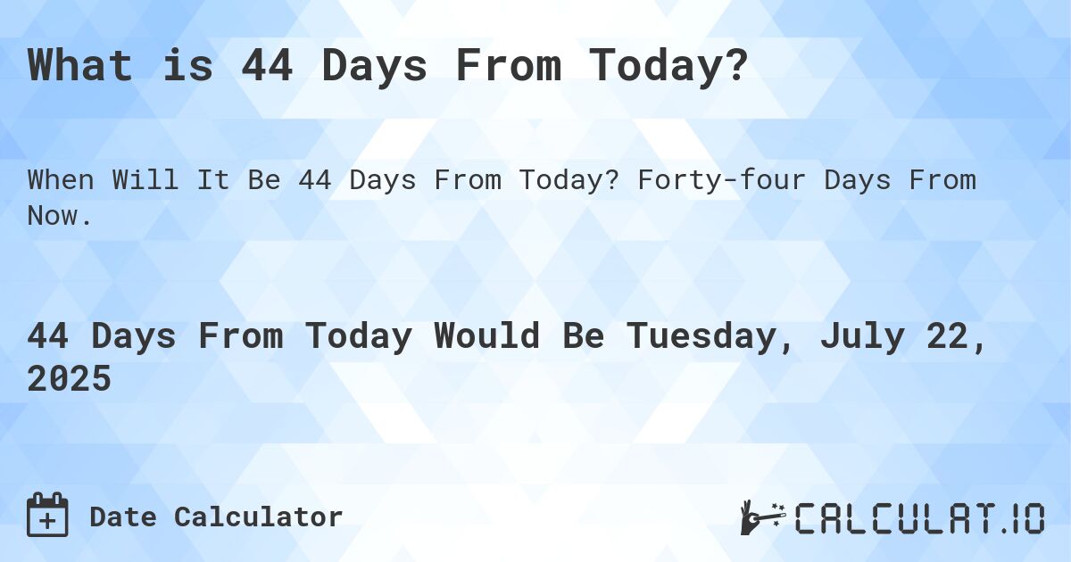 Countdown to Adventure: 44 Days