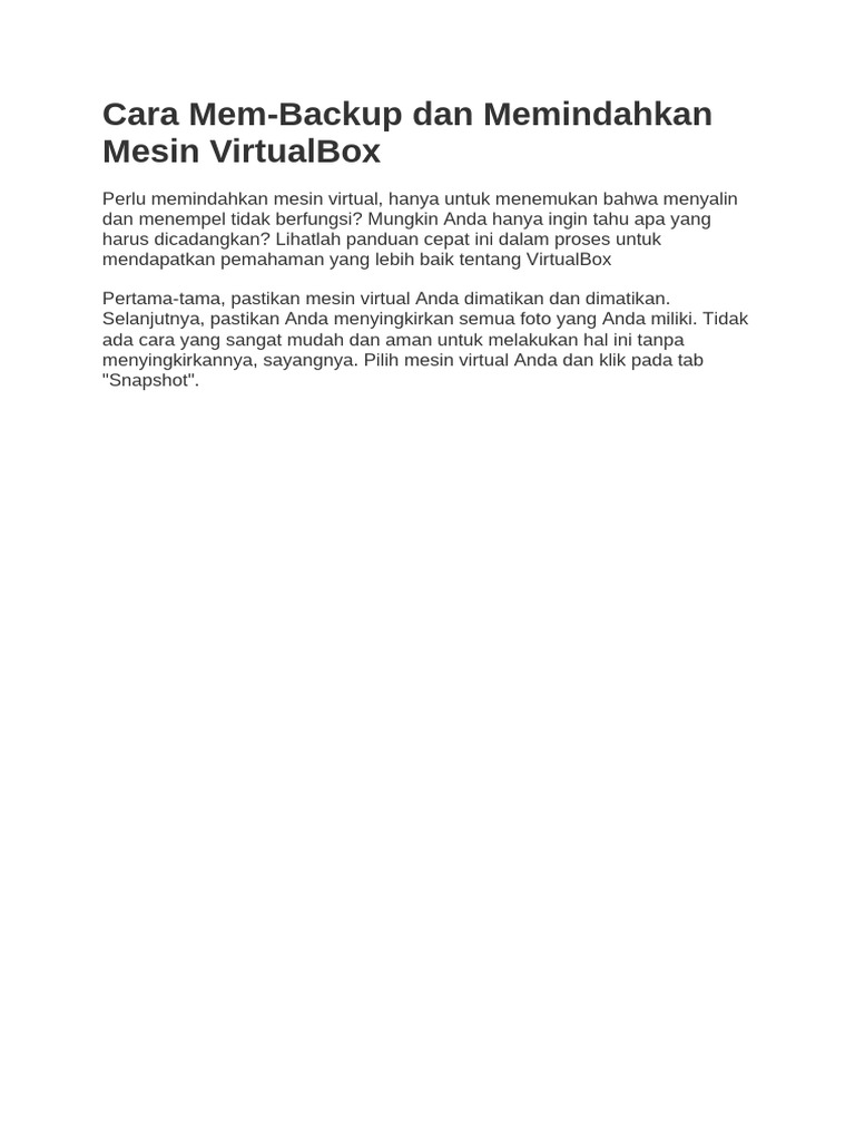 Create VirtualBox Backups with Ease