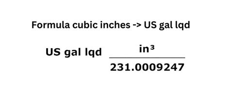 Cubic Inches To Gallon Unit Conversion Formula Online