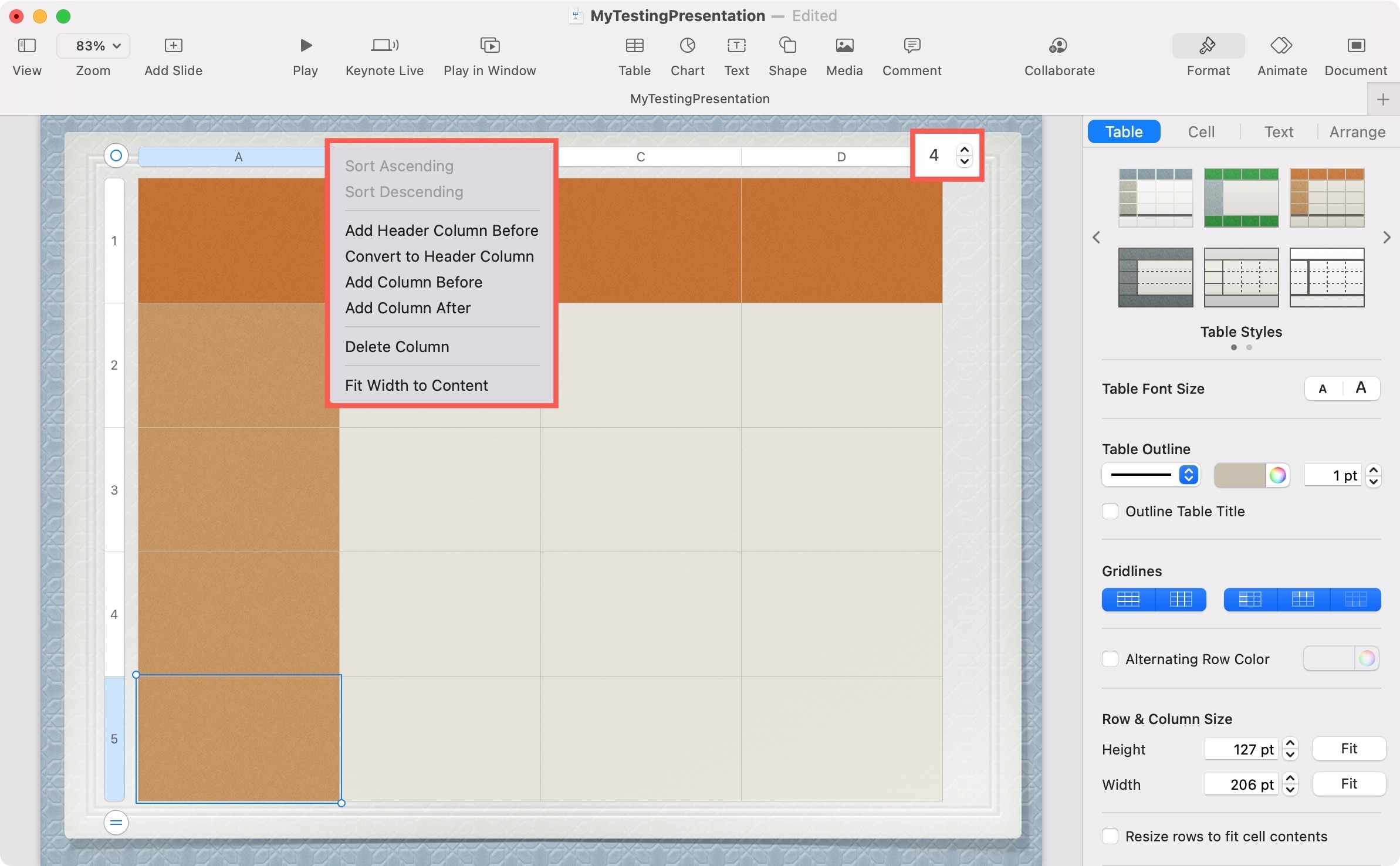 Custom Table Styles: Keynote's Creative Edge
