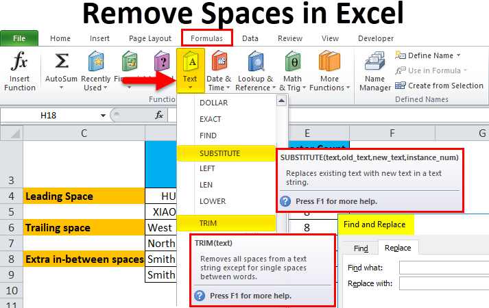 How to Remove Space Before Text in Excel