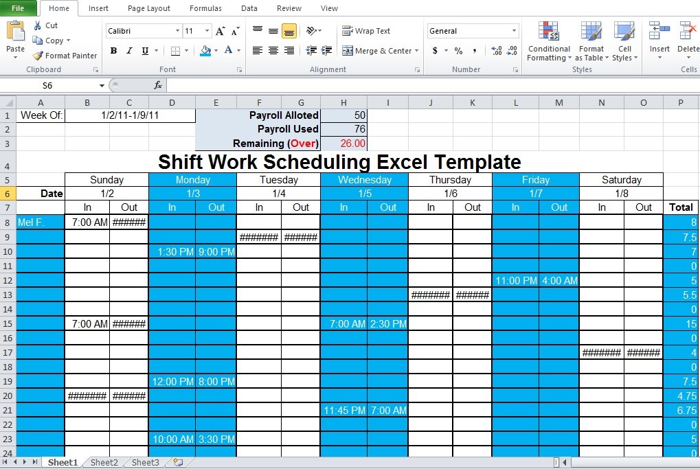 Excel Shift Schedule Template Excel Shift Schedule Template