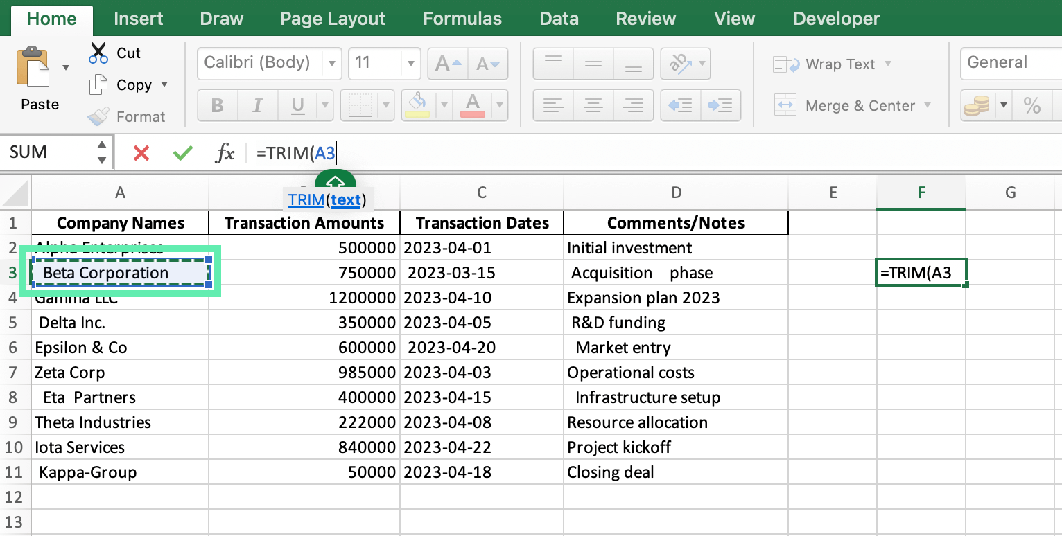 Excel Tutorial How To Trim Excel Cells Excel Dashboards Com Excel Tutorial How To Trim Excel Cells Excel Dashboards Com