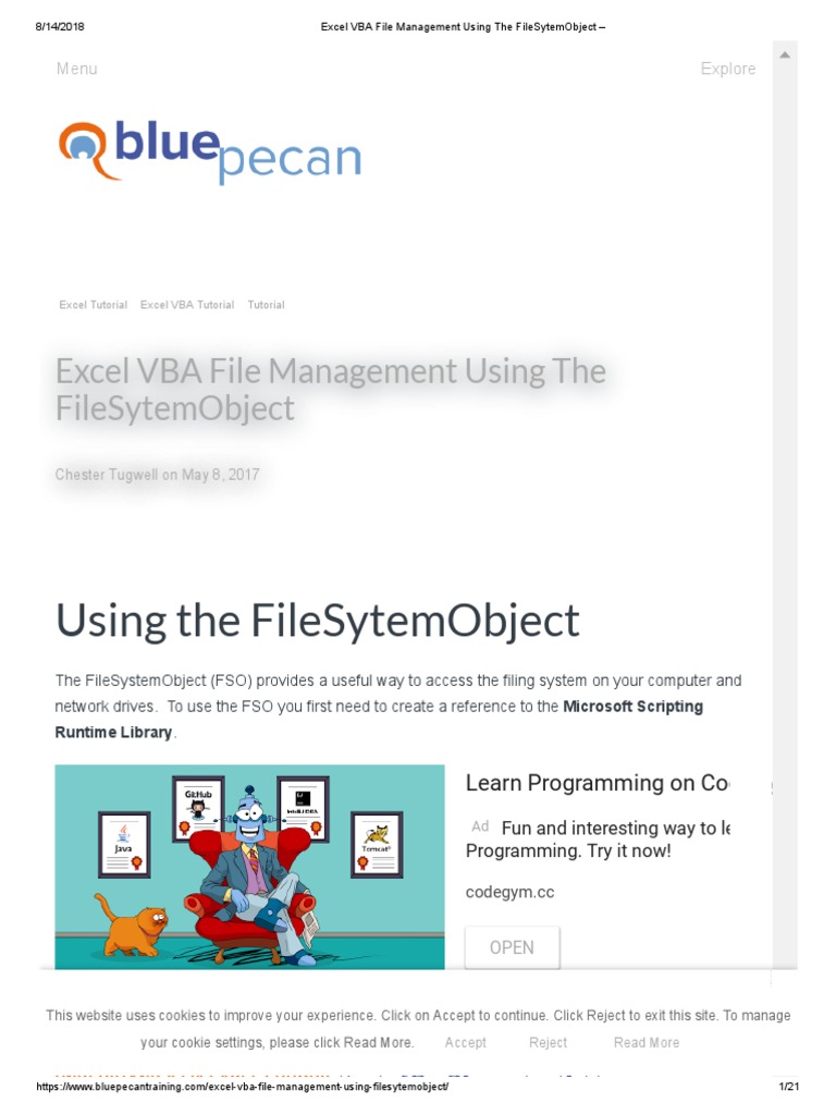 Excel Vba File Management Using The Filesytemobject Excel Vba File Management Using The Filesytemobject