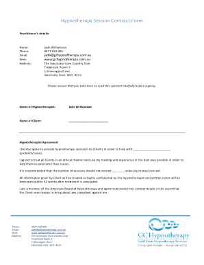 Fillable Online Hypnotherapy Session Contract Form Fax Email Print Pdffiller Fillable Online Hypnotherapy Session Contract Form Fax Email Print Pdffiller