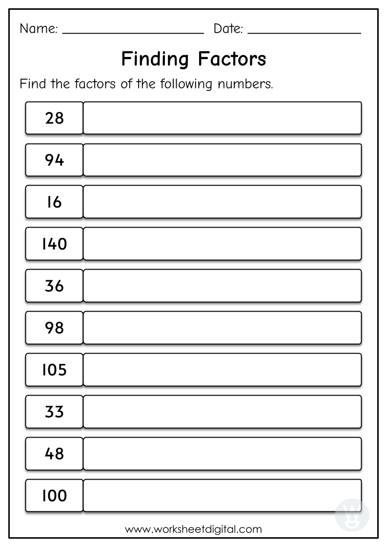 Find The Factors Find The Factors