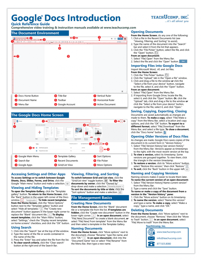 Google Docs Quick Reference Guide Teachucomp Inc Google Docs Quick Reference Guide Teachucomp Inc