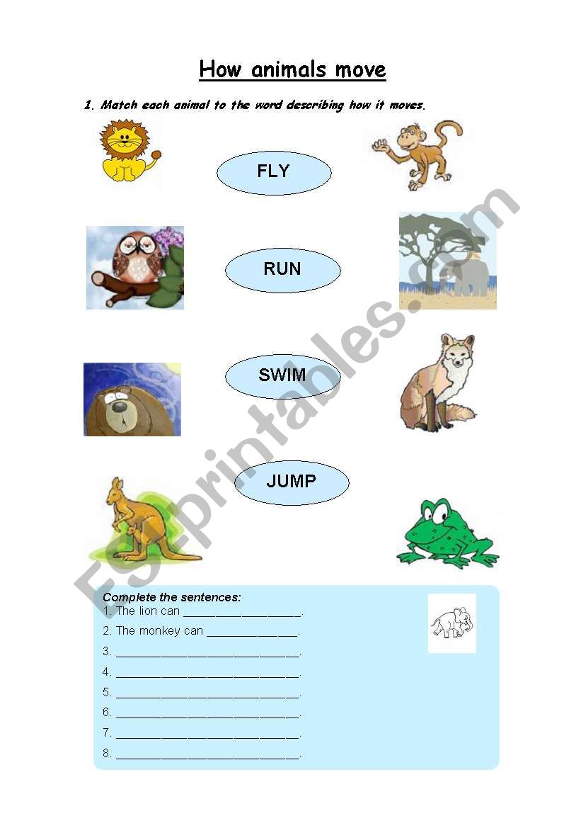 How Animals Move Worksheet K5 Learning How Animals Move Worksheet K5 Learning