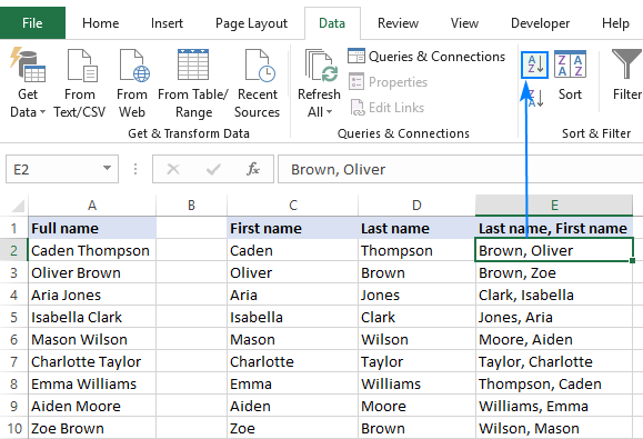 3 Ways to Alphabetize Excel by Last Name