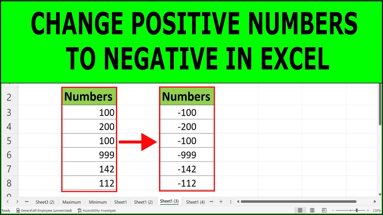 3 Ways to Make Numbers Negative in Excel
