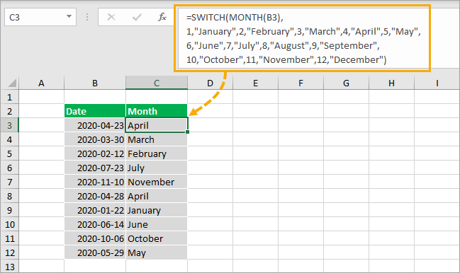 How To Display Month Name In Excel How To Display Month Name In Excel