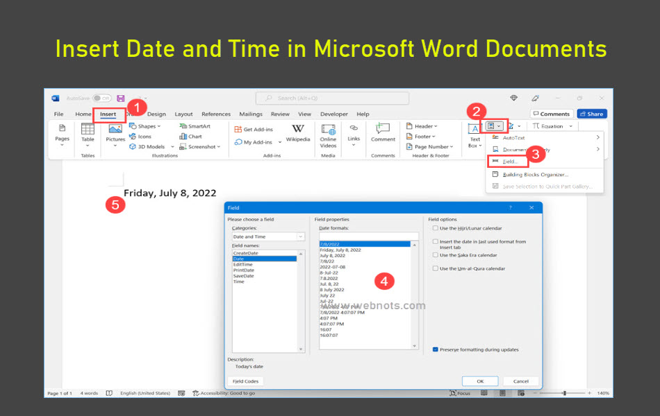 How To Insert Dates Into Microsoft Word Documents How To Insert Dates Into Microsoft Word Documents
