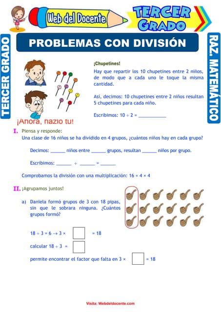 Prácticas de división, matemáticas divertidas.