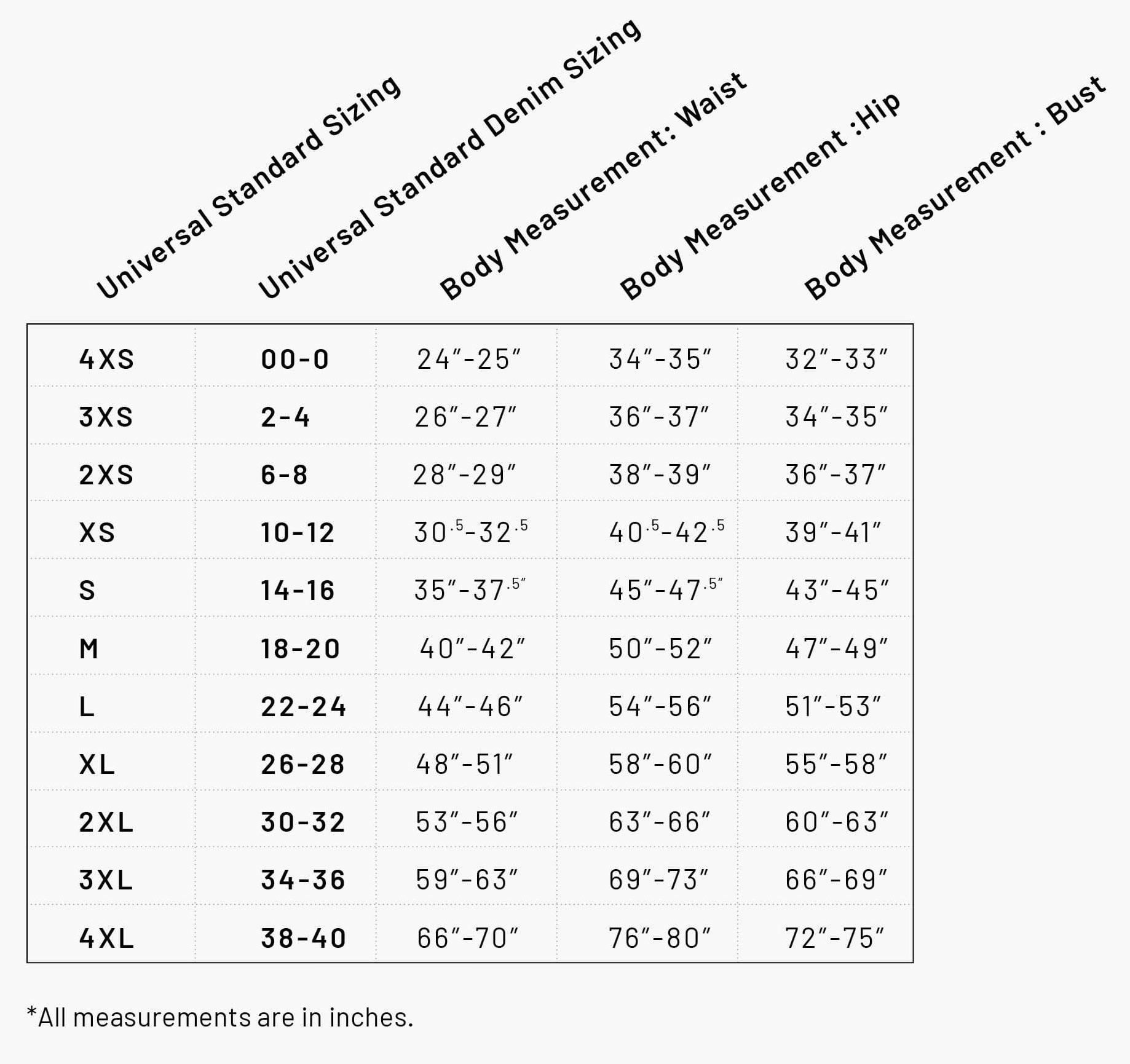Size Charts