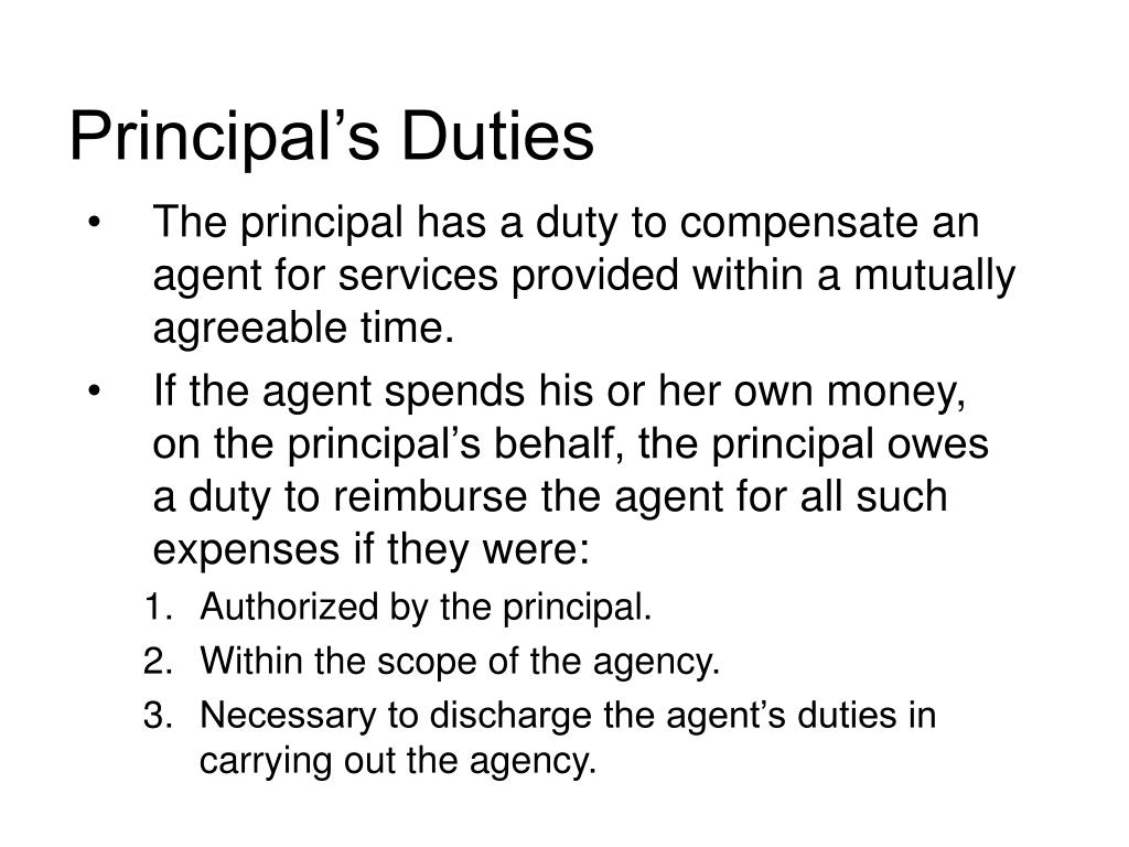 The Principal's Key Duties to Their Agent